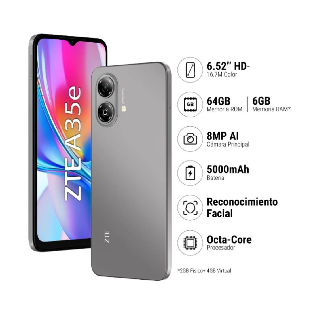 ZTE A35E 2+64GB, 6.52" octa core
