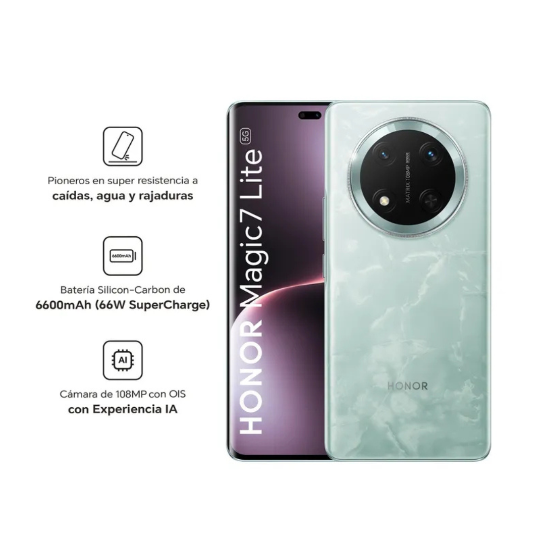 Honor Magic 7 Lite camara 108MP, 256GB + 8GB RAM Jade Cyan