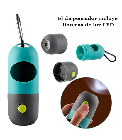 Dispensador de Bolsas para perro con linterna