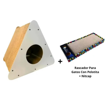Rascador Polarita triángulo + rascador de piso con pelotas para gatos