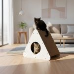 Pack Rascador Triángulo Blanco + Hierba Natural Para Gatos - Imagen 4