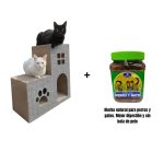 Pack Casa Rascador Polarita 2 Pisos Blanca + Hierba Ornavital para Perros y Gatos