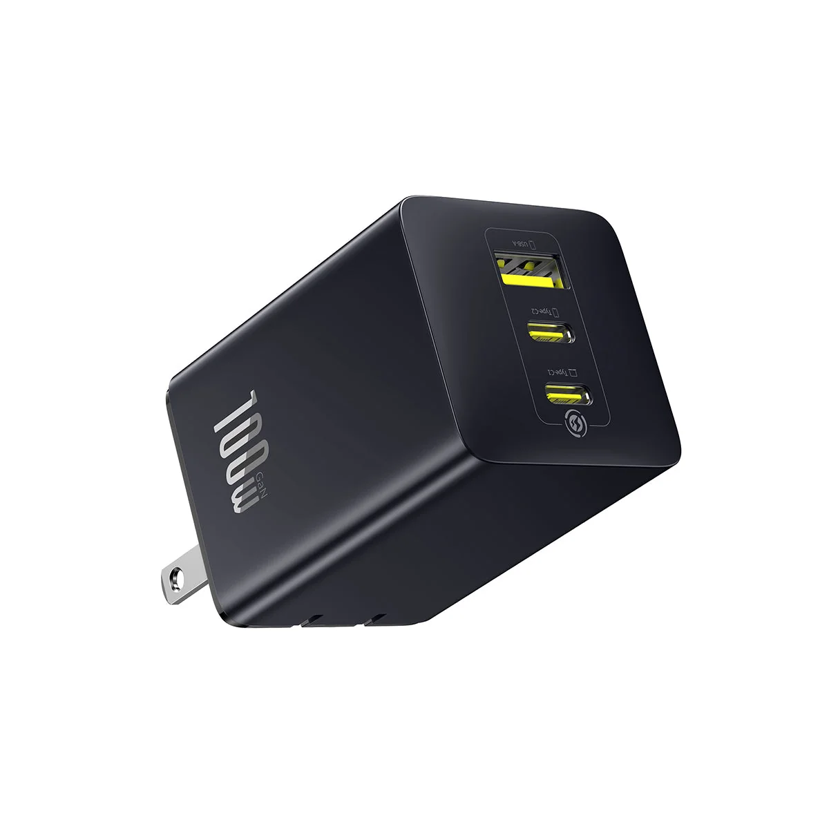 P10182101123-00 Cargador de pared Baseus EnerFill FE11 100 W 2 USB-C y USB-A negro - Imagen 1